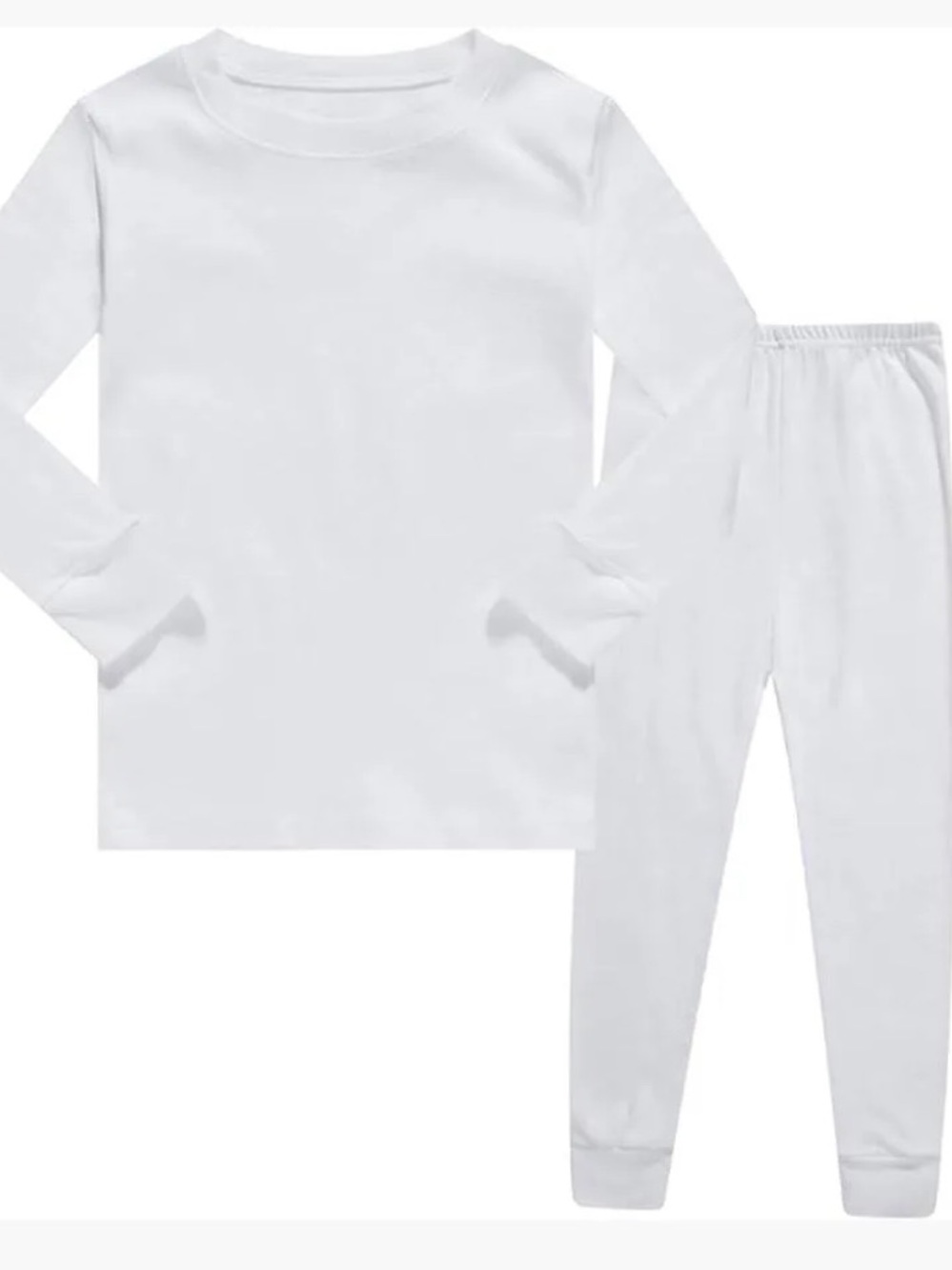 Primary White Long Sleeve Kids Pajama Set